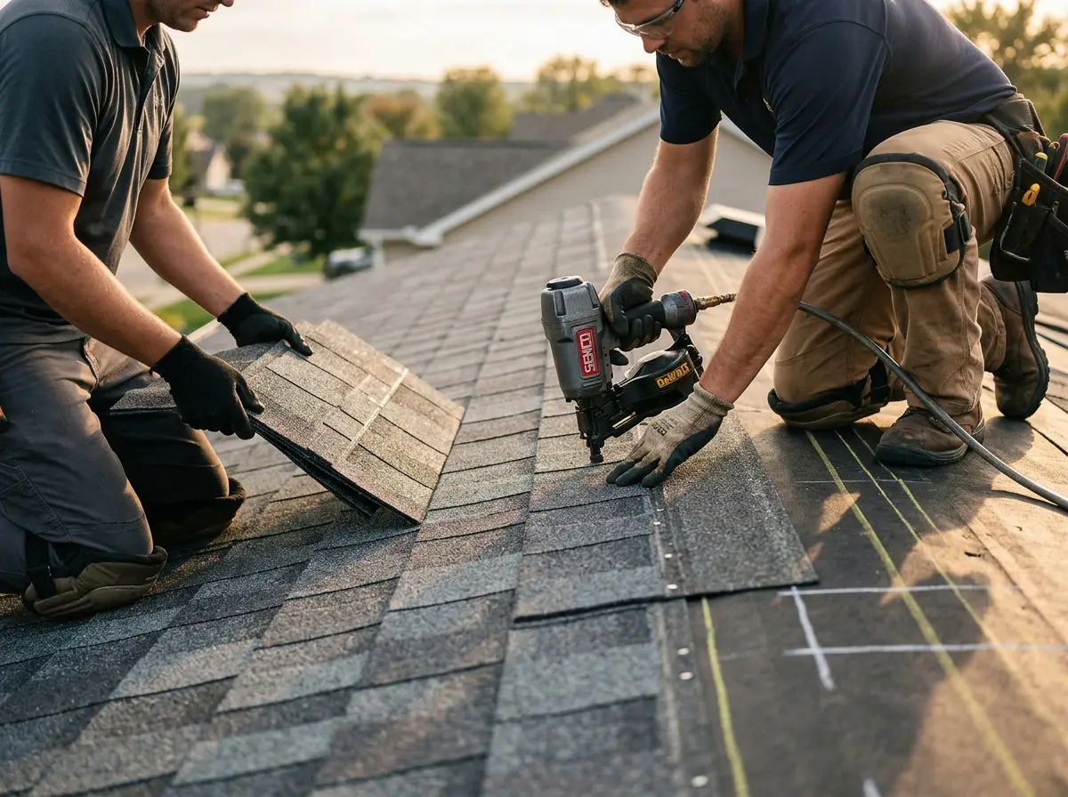 Professional roofer working on a residential roof in Port Orange